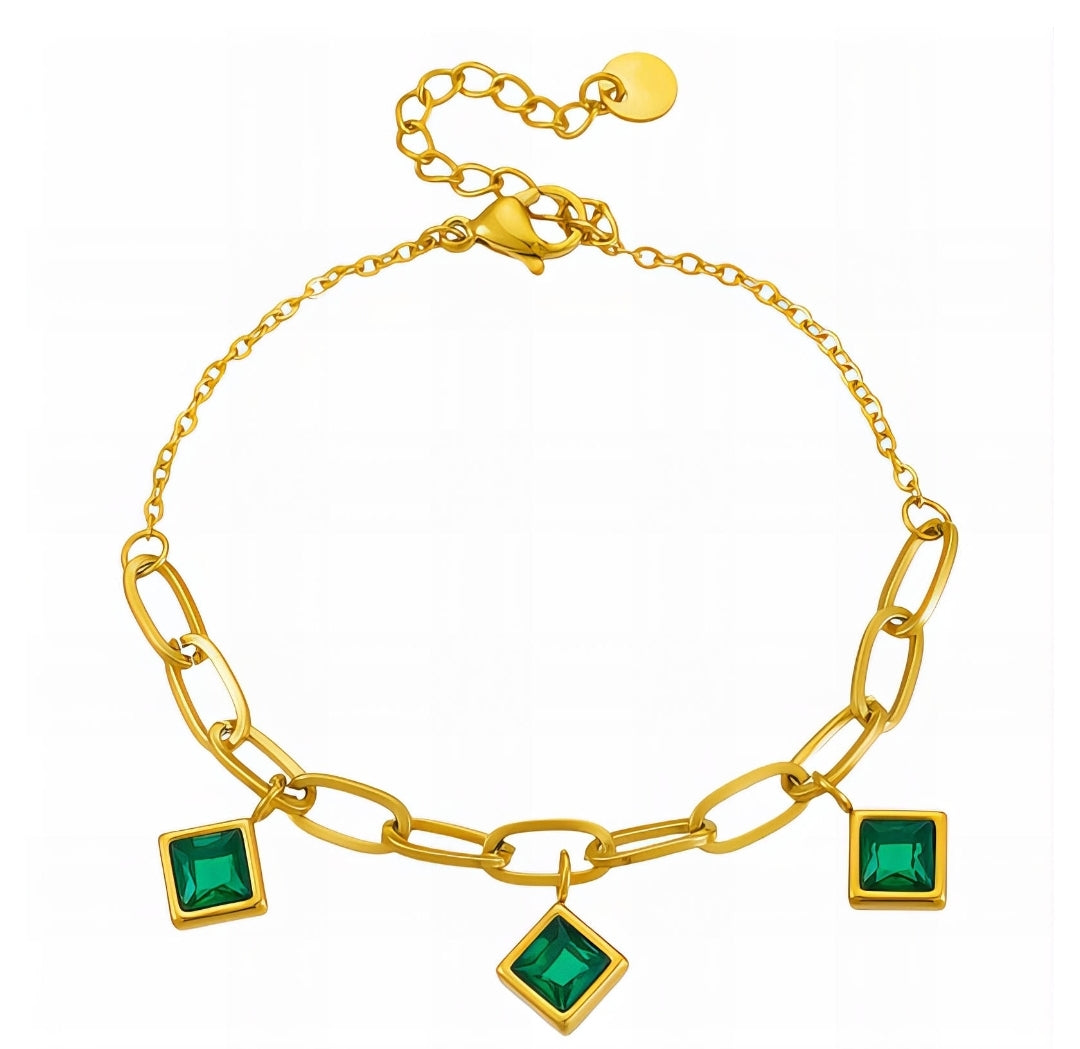 Ensemble Éclat Émeraude – Collier, Boucles d’Oreilles & Bracelet