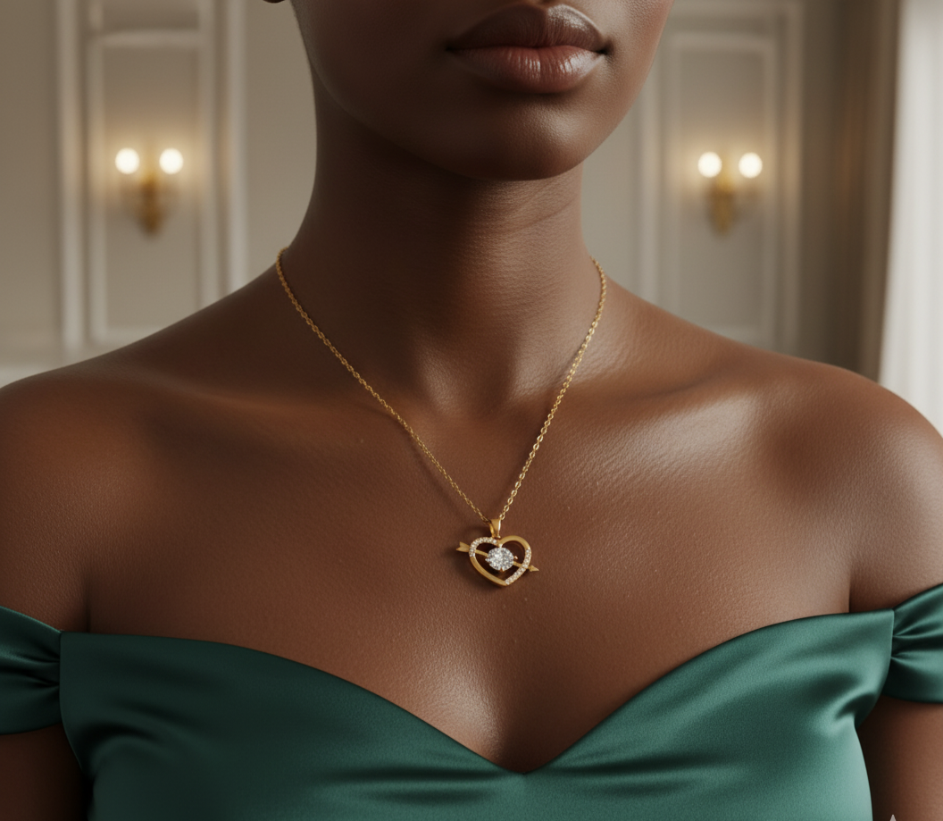 Collier Cœur Doré avec Flèche – Bijou Romantique pour Femme
