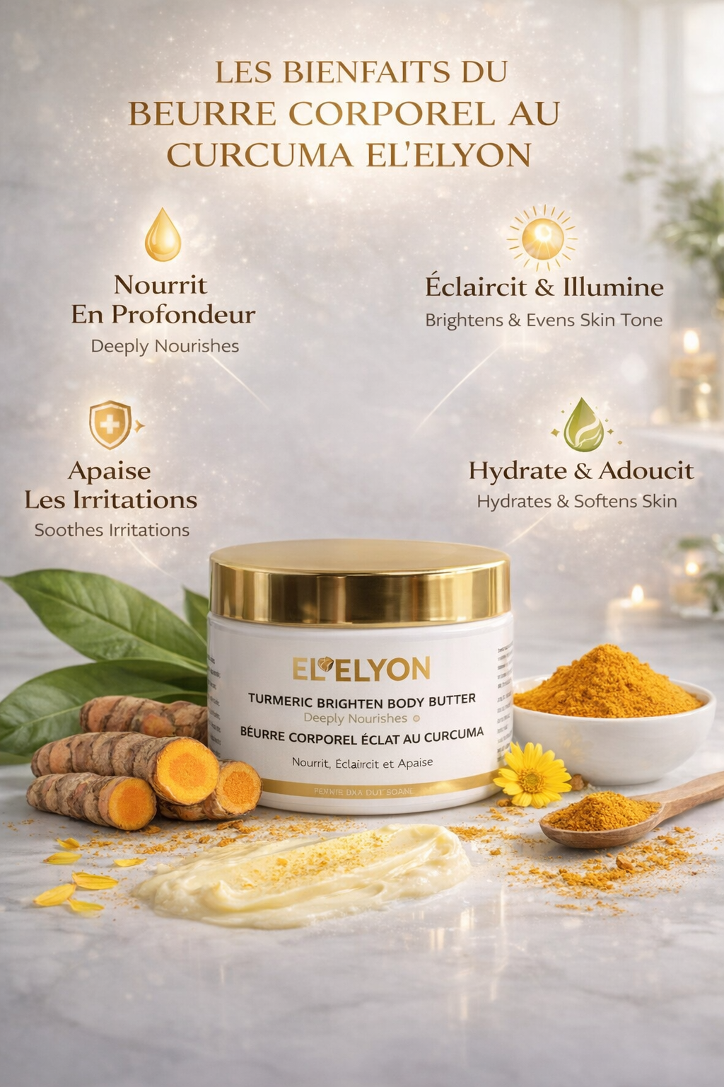 Beurre Corporel au Curcuma – Éclat & Hydratation