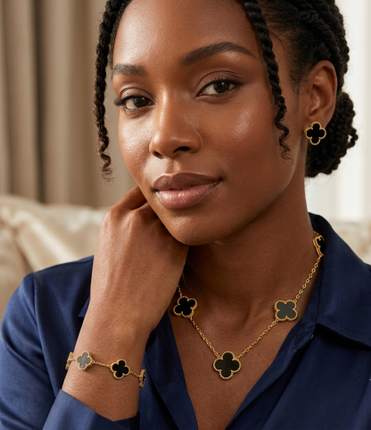 Ensemble Bijoux Fleur– Collier, Bracelet & Boucles d’Oreilles