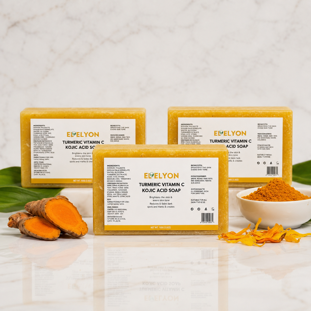 3 Savons Curcuma Acide kojic et Vitamine C