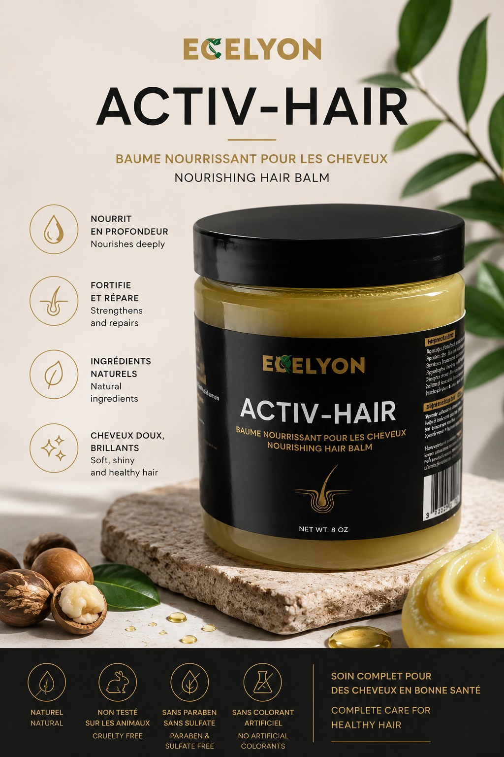 ACTIV-HAIR Baume Nourrissant, Fortifiant & Réparateur