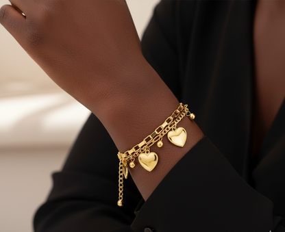 Bracelet Charme Cœur Doré – Élégance et Amour