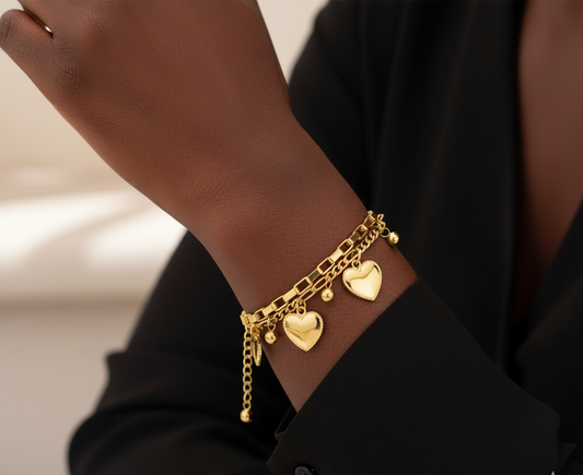 Bracelet Charme Cœur Doré – Élégance et Amour