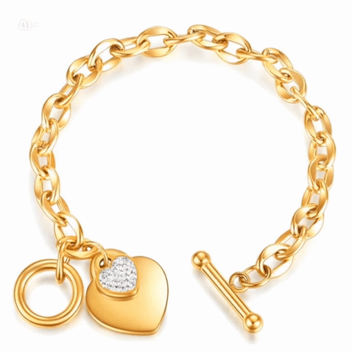 Bracelet Doré à Charms Cœur – Élégance & Raffinement