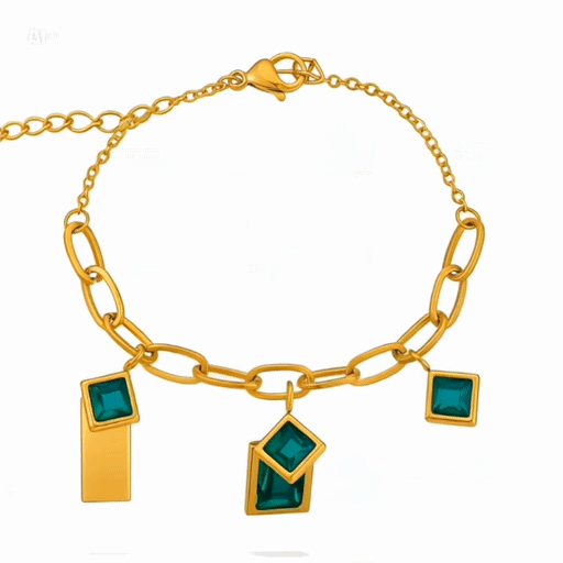 Ensemble Éclat Émeraude – Collier, Boucles d’Oreilles & Bracelet